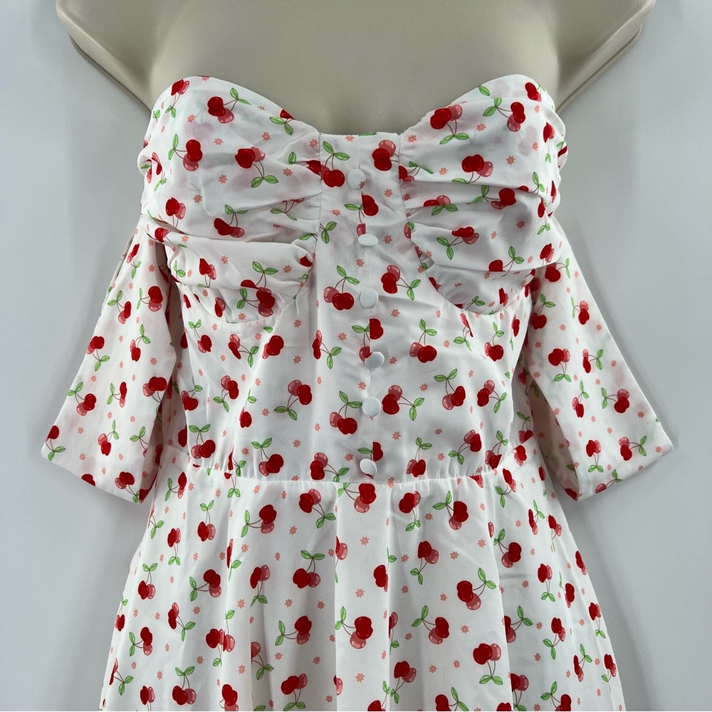 Alamour NWT 'Paisley' Cherry Print Mini Dress size Medium (US 6) - Picture 7 of 14